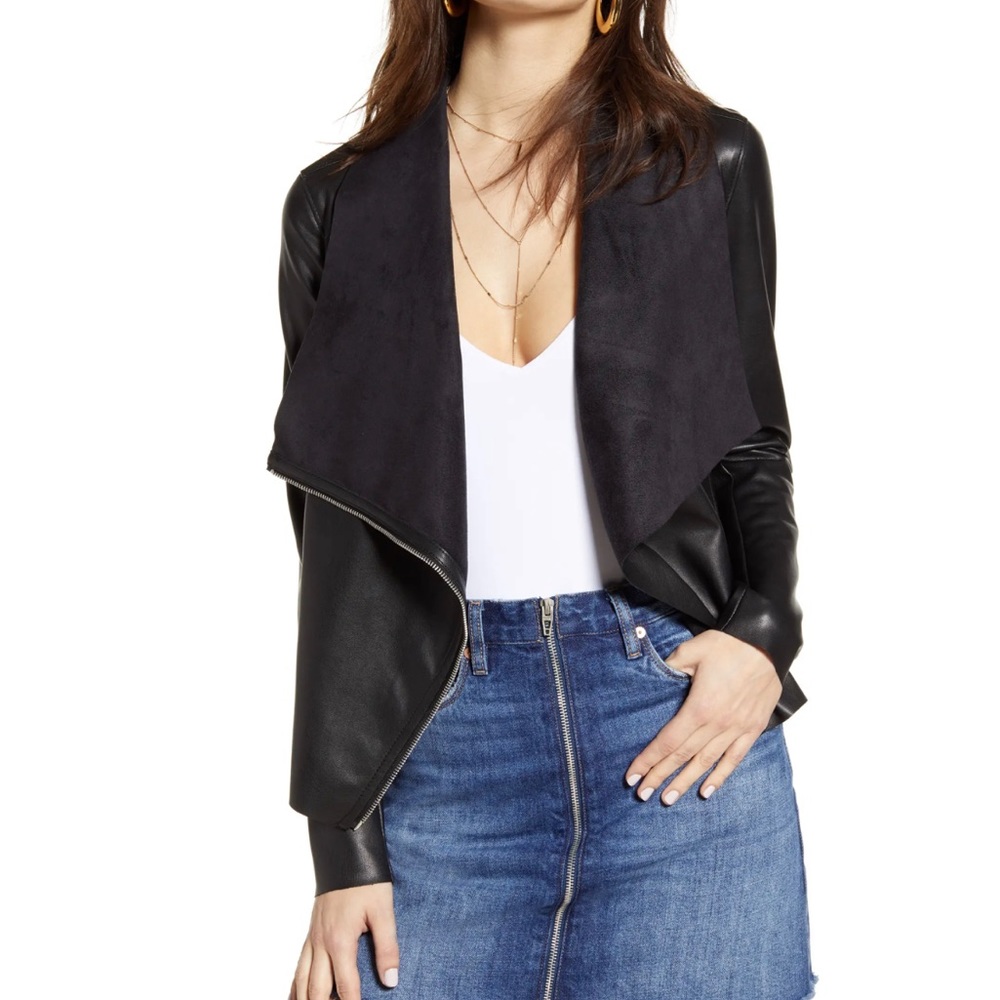 BLANK NYC  |  XS  |  NORDSTROM  |  Vegan Leather Drape Front Moto Jacket